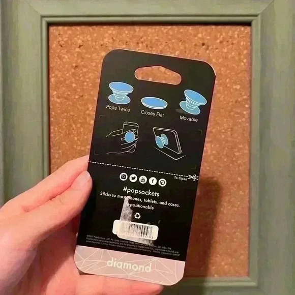 NWT Popspckets Popgrip Metallic Diamond  Rose Gold Phone Holder Accessory - Picture 4 of 4